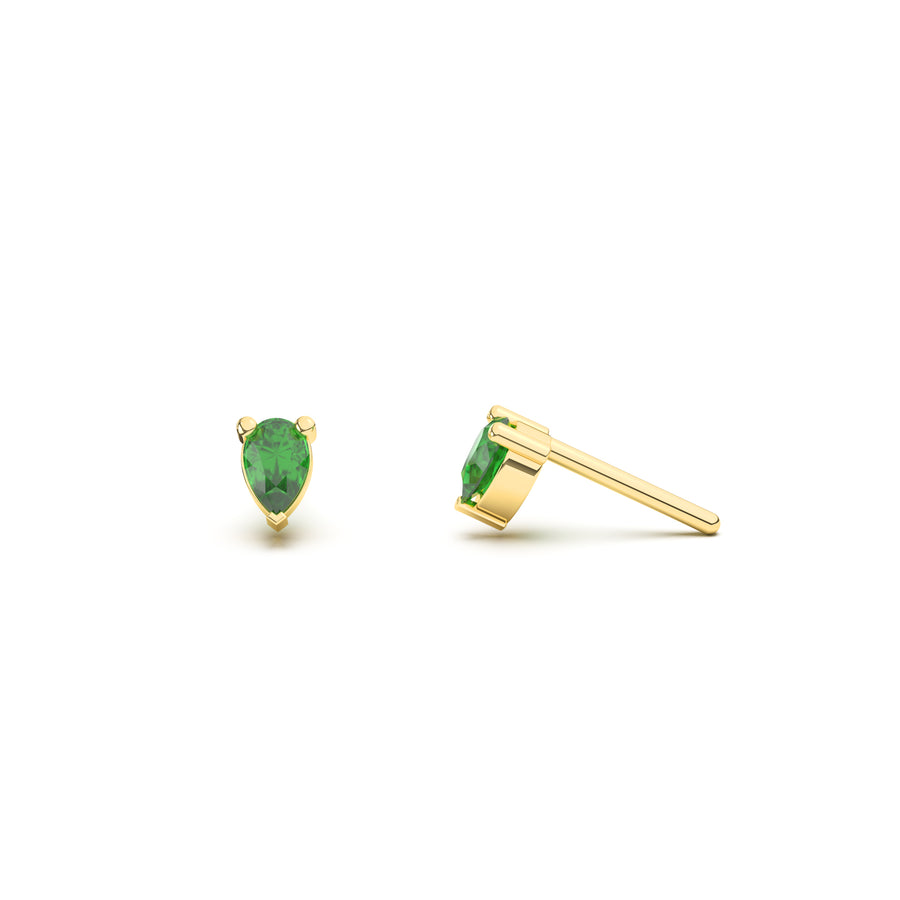 Pear Shaped Emerald Studs