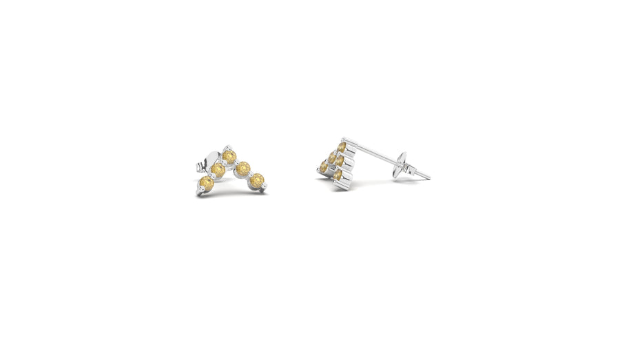 White Gold Gemstone Chevron Earrings