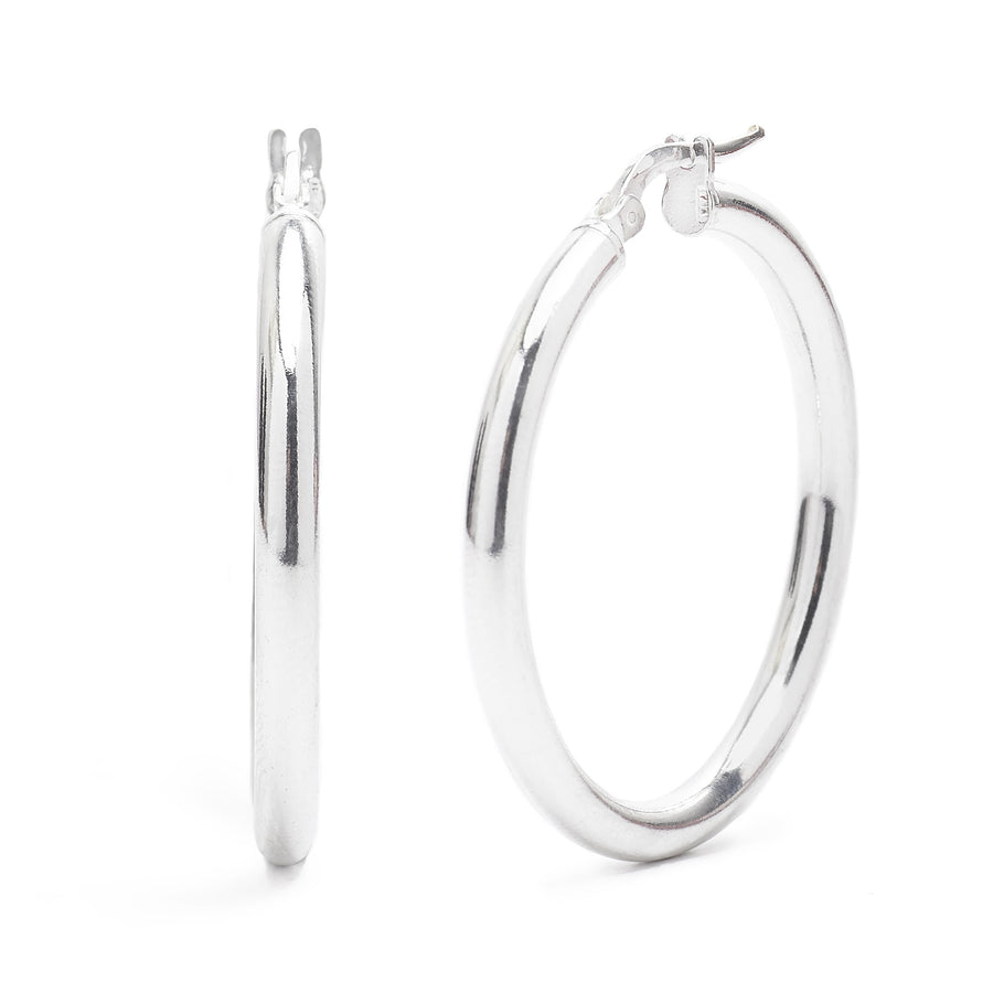 Extra Large Silver Smooth Hoops