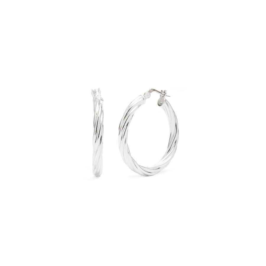 Small Silver Twisted Hoops