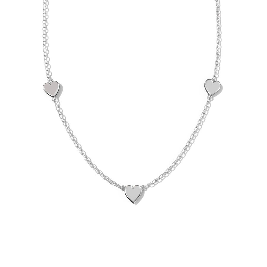 Triple Heart Silver Necklace