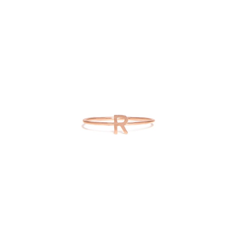 Rose Gold Single Initial Ring