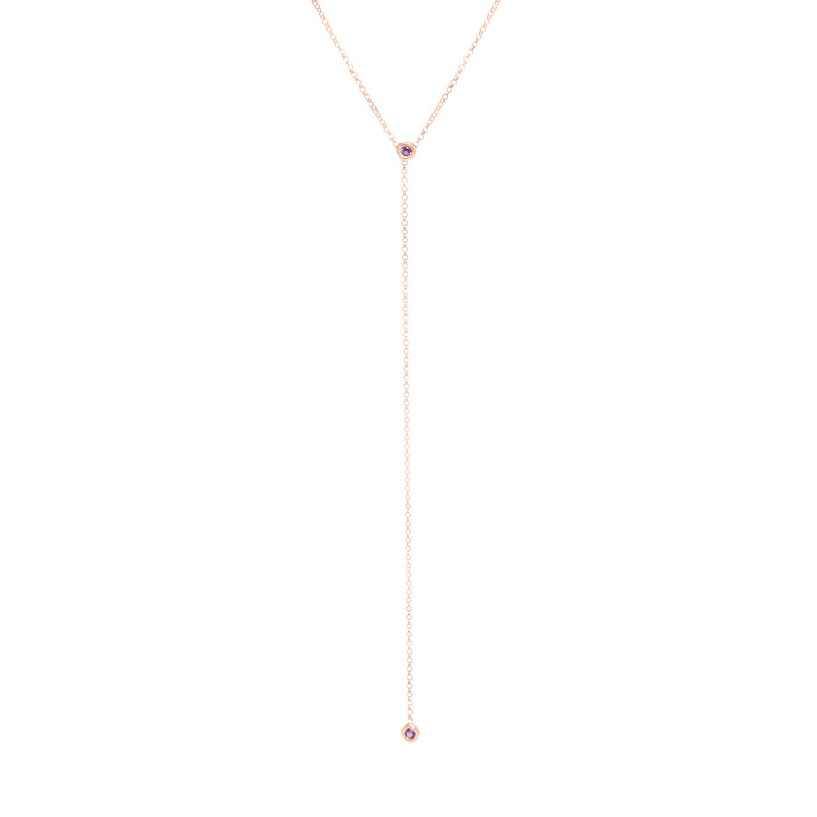 10 rose gold lariat necklace includes brithstone and dainty design