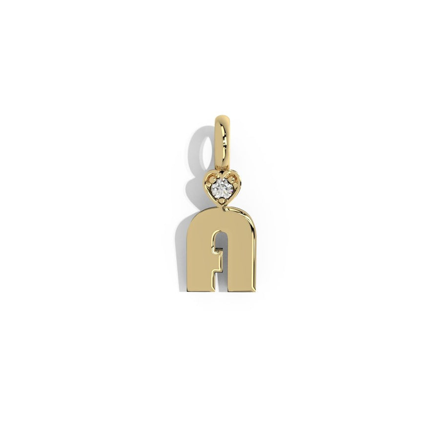 Gold Smooth Charm Letter Pendant - Heart