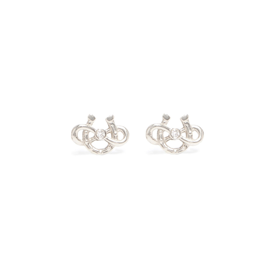 10k White Gold Diamond Infinity Luck Earrings