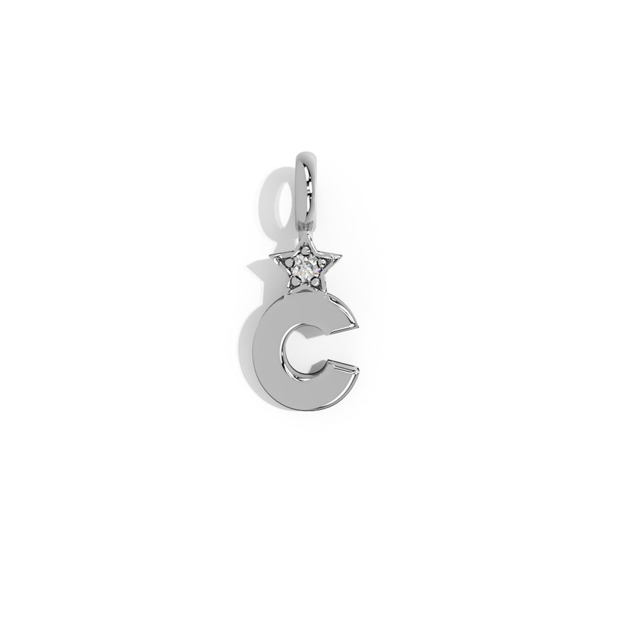 Silver Smooth Charm Letter Pendant - Star
