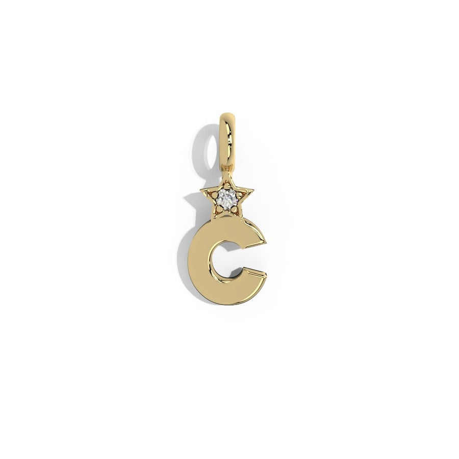 Gold Smooth Charm Letter Pendant - Star