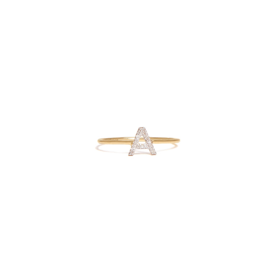 Yellow Gold Single Diamond Initial Ring