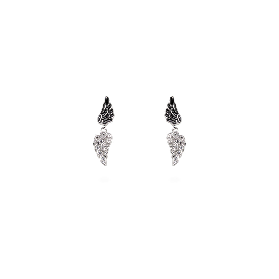 Double Angel Wing Black & White Earrings
