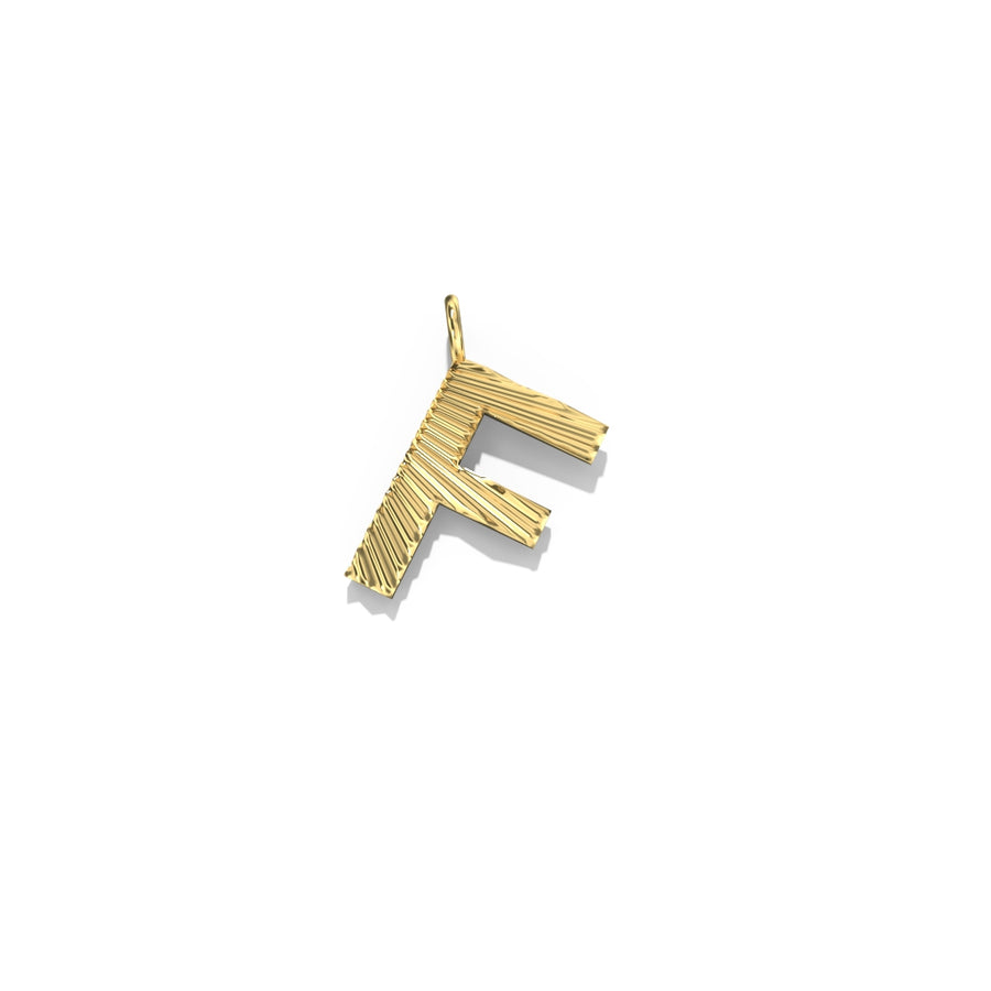 Gold Fluted Letter Pendant