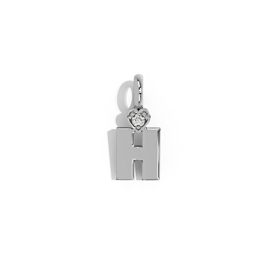 Silver Smooth Charm Letter Pendant - Heart