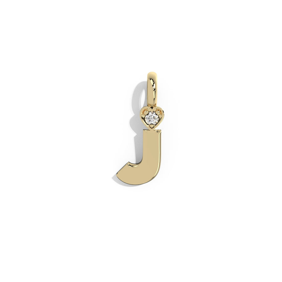 Gold Smooth Charm Letter Pendant - Heart