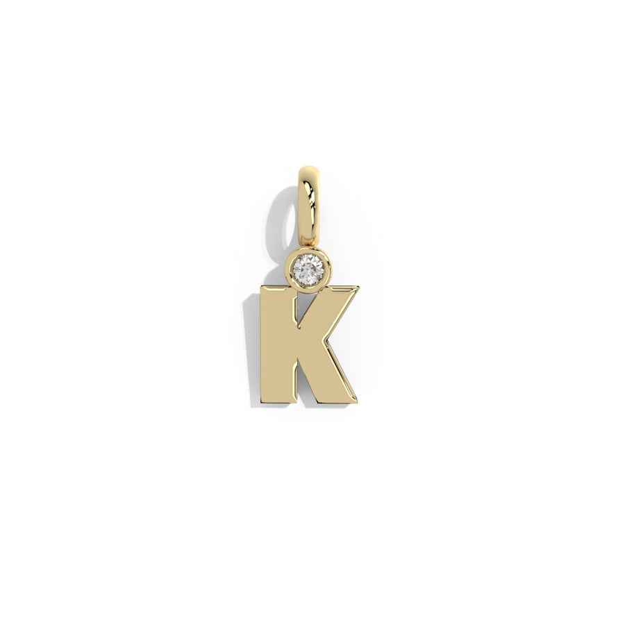 Gold Smooth Charm Letter Pendant - Circle