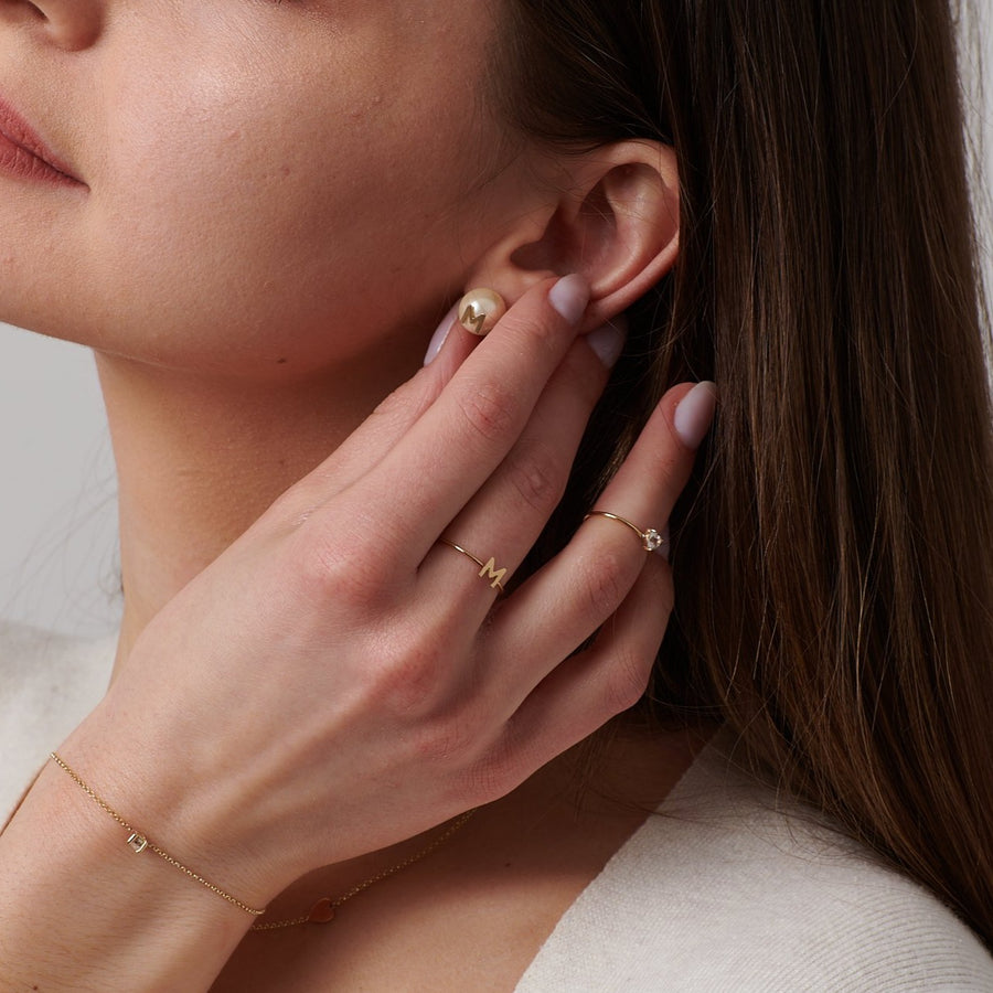 pearl initial gold earrings 