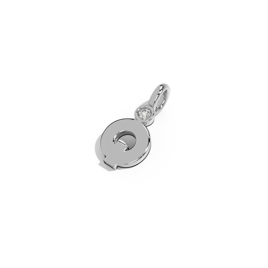 Silver Smooth Charm Letter Pendant - Circle