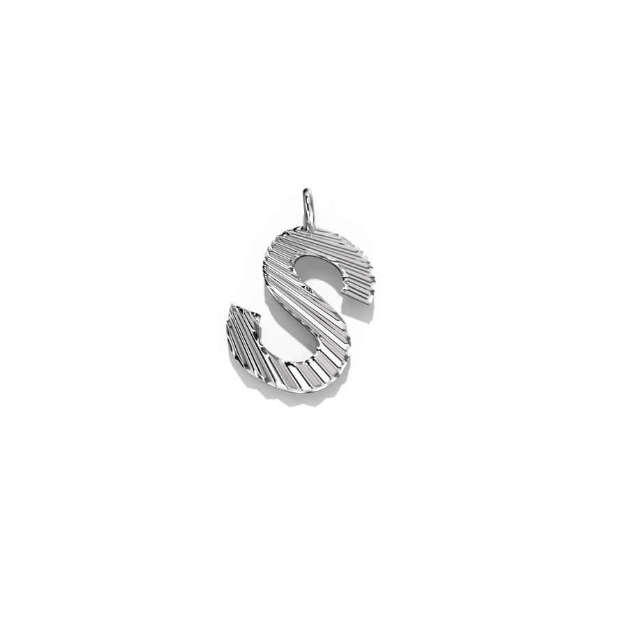 Silver Fluted Letter Pendent