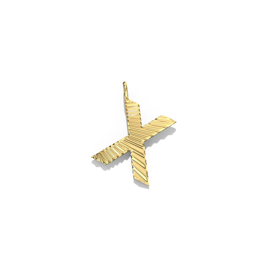 Gold Fluted Letter Pendant