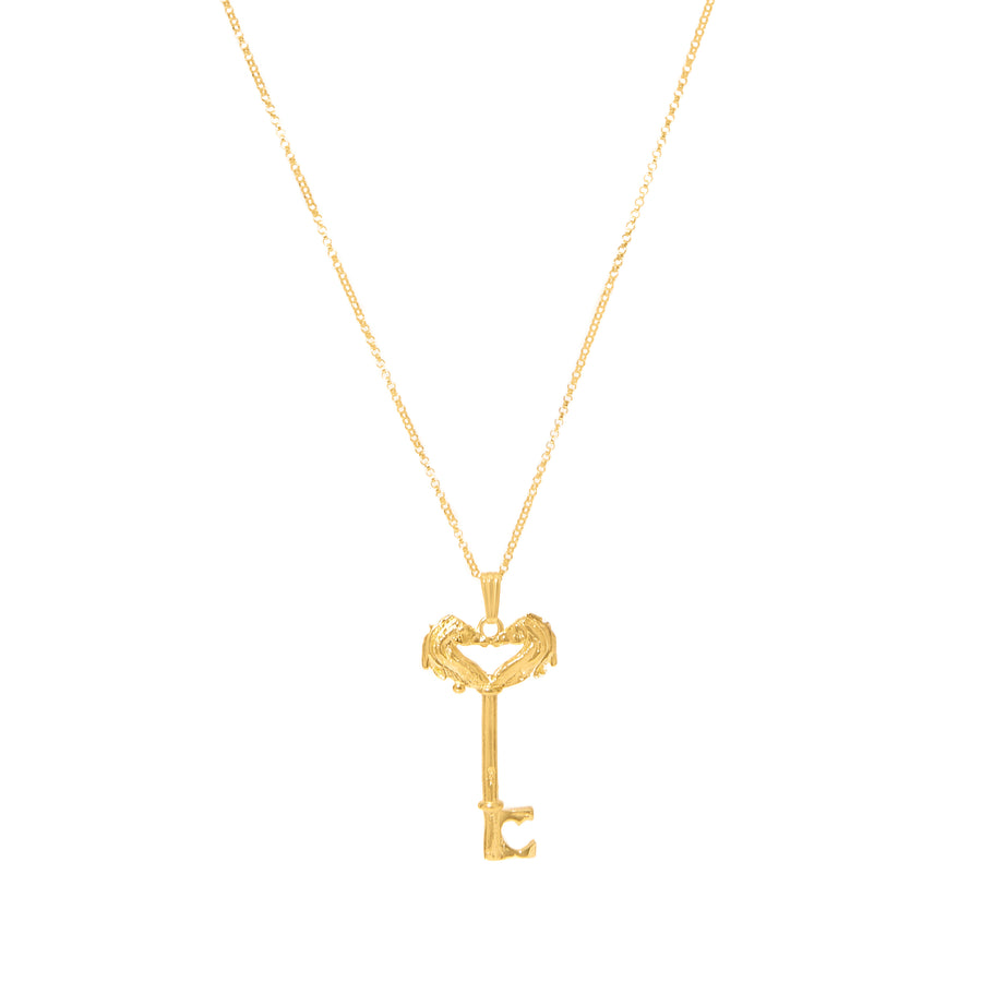 Gold Head Skeleton Key Necklace