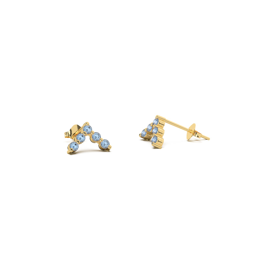 Gold Gemstone Chevron Earrings
