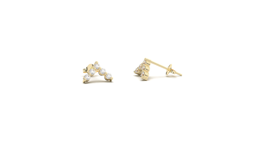 Gold Gemstone Chevron Earrings