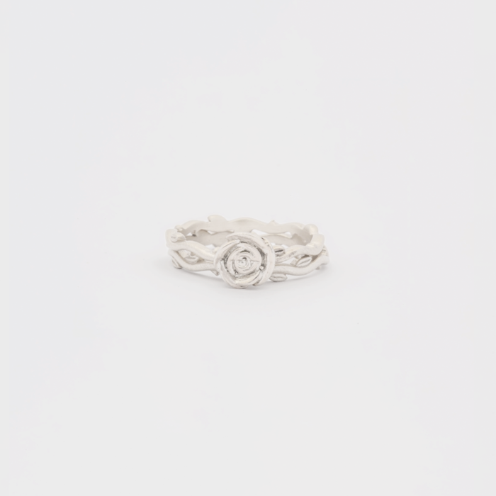 Wild Rose Solitaire Double Vine Ring